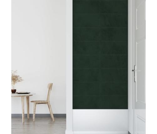 Paneles de pared 12 uds terciopelo verde oscuro 60x30 cm 2,16m²