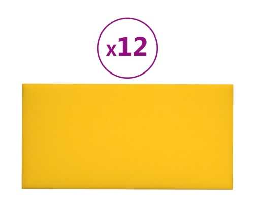 vidaXL Paneles de pared 12 uds terciopelo amarillo 60x30 cm 2,16 m²