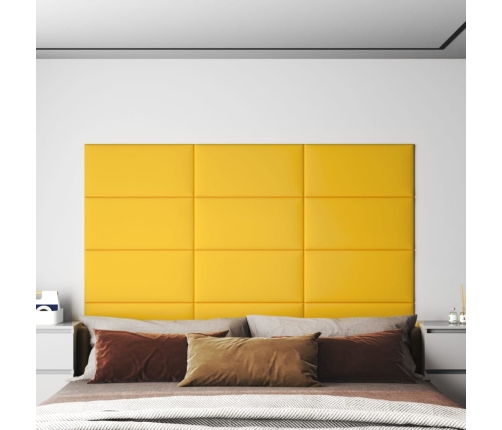 vidaXL Paneles de pared 12 uds terciopelo amarillo 60x30 cm 2,16 m²