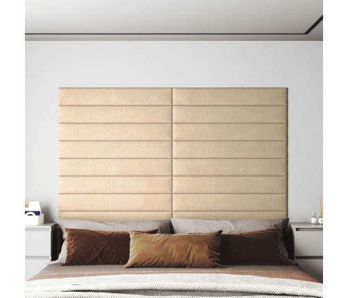 Paneles de pared 12 uds tela color crema 90x15 cm 1,62 m²