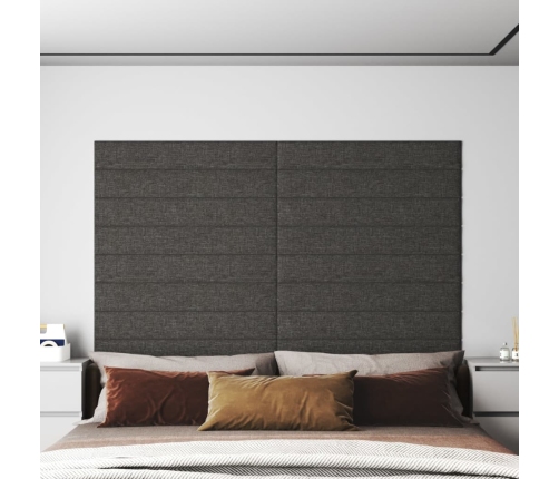 vidaXL Paneles de pared 12 uds tela gris oscuro 90x15 cm 1,62 m²