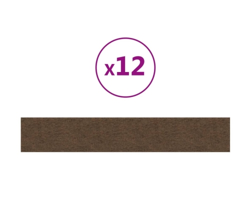 vidaXL Paneles de pared 12 uds tela marrón 90x15 cm 1,62 m²