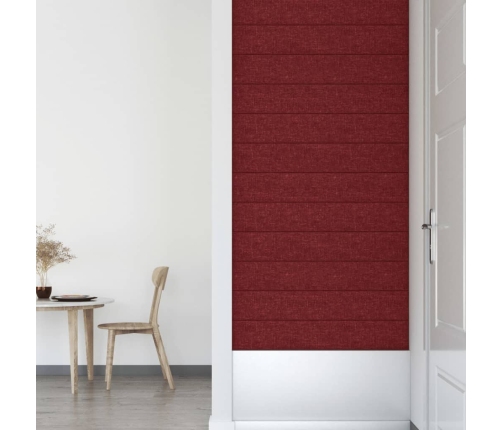 Paneles de pared 12 uds tela rojo tinto 90x15 cm 1,62 m²