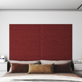 Paneles de pared 12 uds tela rojo tinto 90x15 cm 1,62 m²