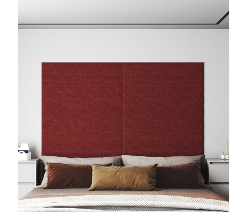 vidaXL Paneles de pared 12 uds tela rojo tinto 90x15 cm 1,62 m²