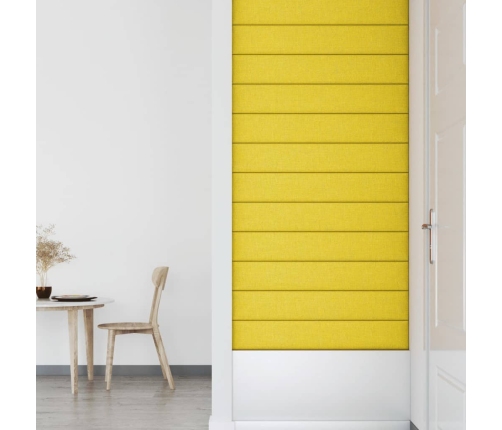 Paneles de pared 12 uds tela amarillo claro 90x15 cm 1,62 m²