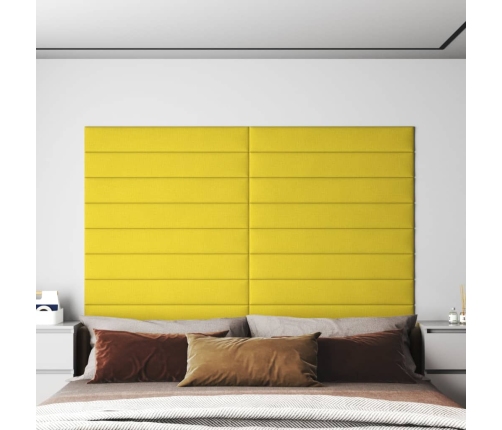 Paneles de pared 12 uds tela amarillo claro 90x15 cm 1,62 m²