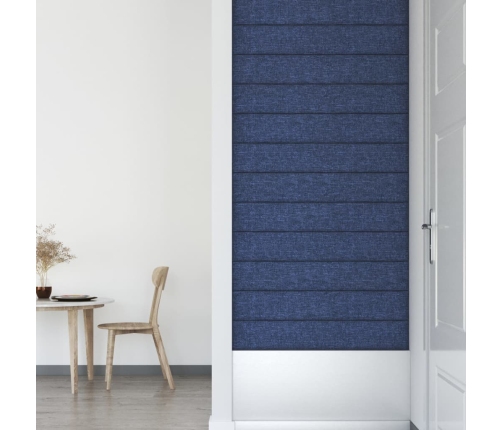 Paneles de pared 12 uds tela azul 90x15 cm 1,62 m²