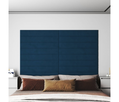 vidaXL Paneles de pared 12 uds terciopelo azul 90x15 cm 1,62 m²