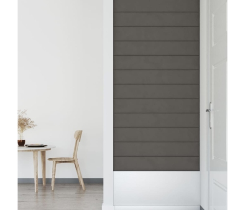 Paneles de pared 12 uds terciopelo gris oscuro 90x15 cm 1,62 m²