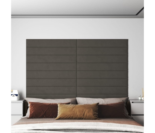 Paneles de pared 12 uds terciopelo gris oscuro 90x15 cm 1,62 m²