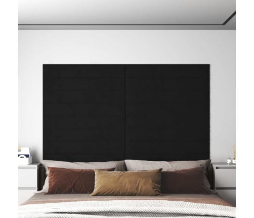 Paneles de pared 12 uds terciopelo negro 90x15 cm 1,62 m²