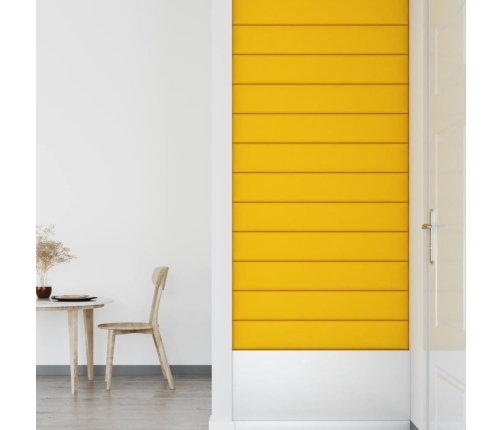 Paneles de pared 12 uds terciopelo amarillo 90x15 cm 1,62 m²