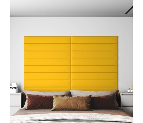 Paneles de pared 12 uds terciopelo amarillo 90x15 cm 1,62 m²