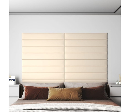 Paneles de pared 12 uds terciopelo color crema 90x15 cm 1,62 m²