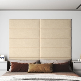 Paneles de pared 12 uds tela color crema 90x30 cm 3,24 m²