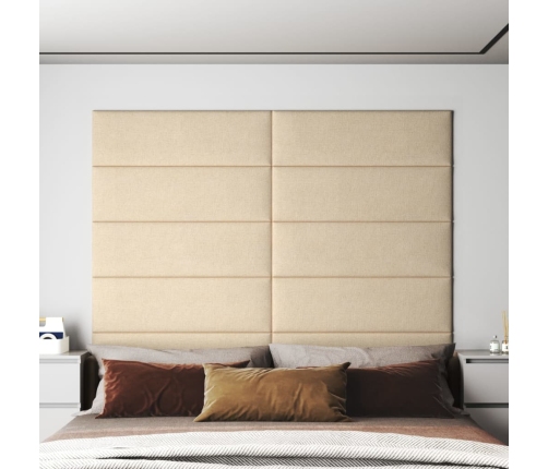 Paneles de pared 12 uds tela color crema 90x30 cm 3,24 m²