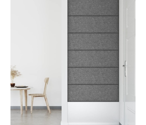 Paneles de pared 12 uds tela gris claro 90x30 cm 3,24 m²