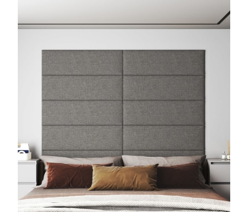 Paneles de pared 12 uds tela gris claro 90x30 cm 3,24 m²