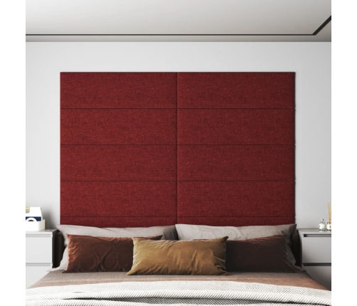 vidaXL Paneles de pared 12 uds tela rojo tinto 90x30 cm 3,24 m²