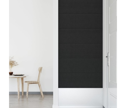 Paneles de pared 12 uds tela negro 90x30 cm 3,24 m²