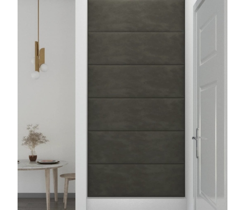 Paneles de pared 12 uds terciopelo gris oscuro 90x30 cm 3,24 m²