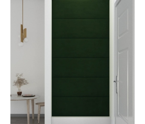 Paneles de pared 12 uds terciopelo verde oscuro 90x30cm 3,24 m²