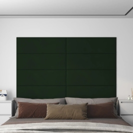 Paneles de pared 12 uds terciopelo verde oscuro 90x30cm 3,24 m²