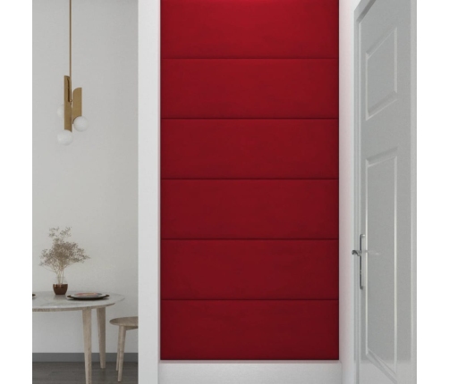 Paneles de pared 12 uds terciopelo rojo tinto 90x30 cm 3,24 m²