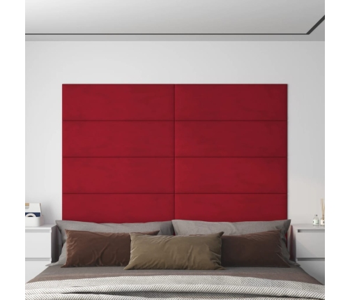 Paneles de pared 12 uds terciopelo rojo tinto 90x30 cm 3,24 m²