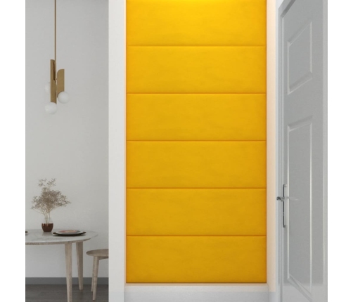 Paneles de pared 12 uds terciopelo amarillo 90x30 cm 3,24 m²