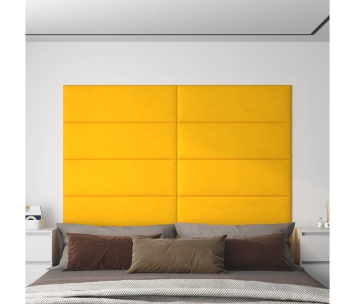 Paneles de pared 12 uds terciopelo amarillo 90x30 cm 3,24 m²