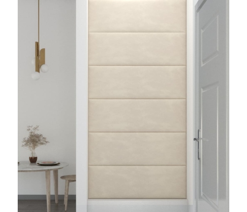 vidaXL Paneles de pared 12 uds terciopelo color crema 90x30 cm 3,24 m²