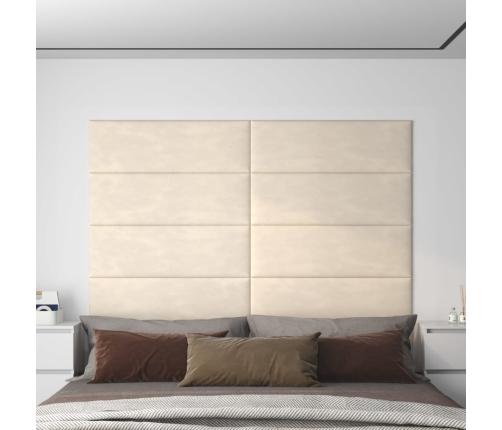 vidaXL Paneles de pared 12 uds terciopelo color crema 90x30 cm 3,24 m²