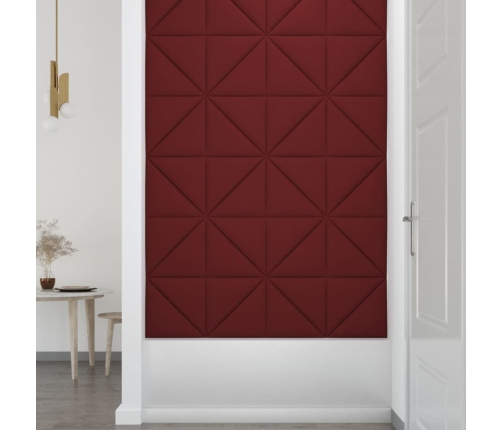 Paneles de pared 12 uds tela rojo tinto 30x30 cm 0,54 m²