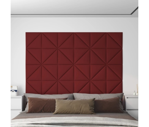 Paneles de pared 12 uds tela rojo tinto 30x30 cm 0,54 m²