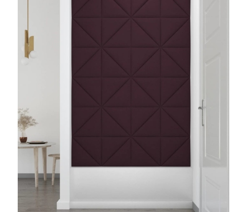 Paneles de pared 12 uds tela morado 30x30 cm 0,54 m²