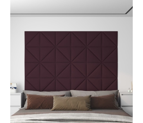 Paneles de pared 12 uds tela morado 30x30 cm 0,54 m²