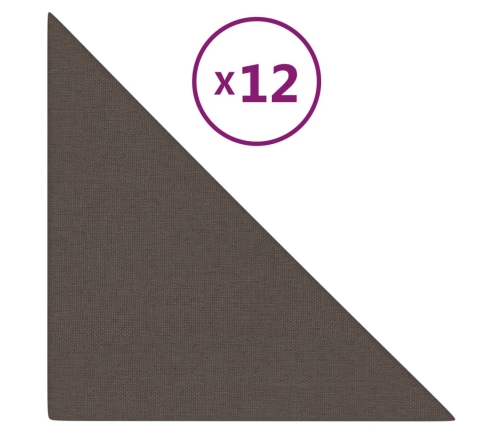 vidaXL Paneles de pared 12 uds tela gris taupé 30x30 cm 0,54 m²