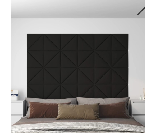 Paneles de pared 12 uds tela negro 30x30 cm 0,54 m²