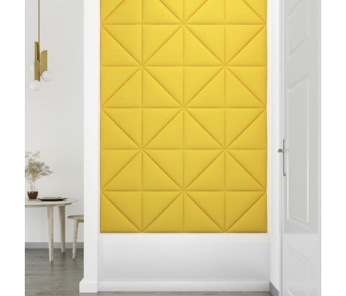 Paneles de pared 12 uds tela amarillo claro 30x30 cm 0,54 m²