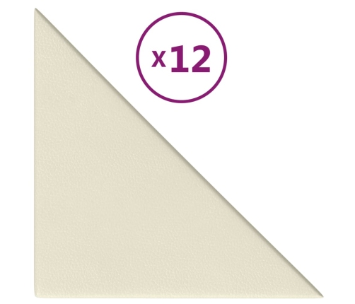 Paneles de pared 12 uds cuero sintético crema 30x30 cm 0,54 m²