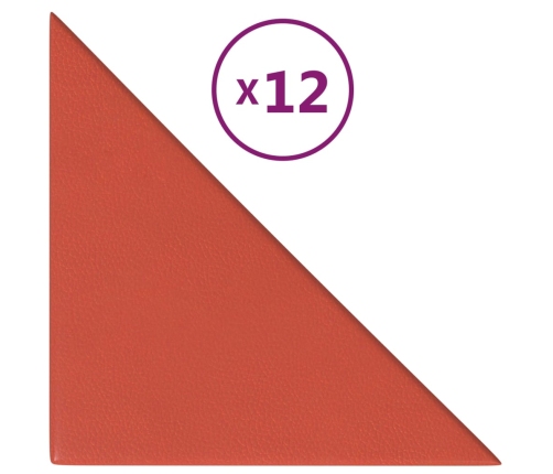 Paneles de pared 12 uds cuero sintético rojo 30x30 cm 0,54 m²