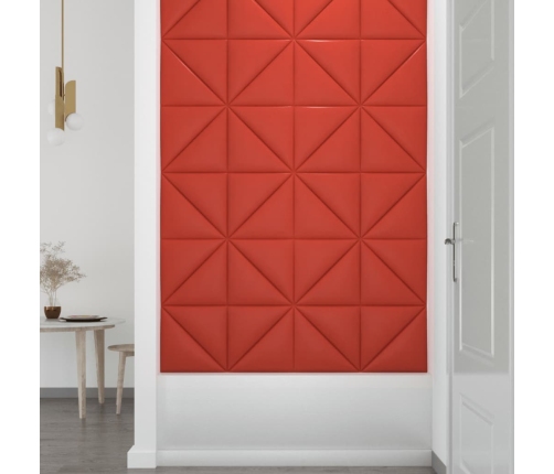 Paneles de pared 12 uds cuero sintético rojo 30x30 cm 0,54 m²