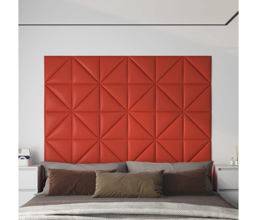 Paneles de pared 12 uds cuero sintético rojo 30x30 cm 0,54 m²