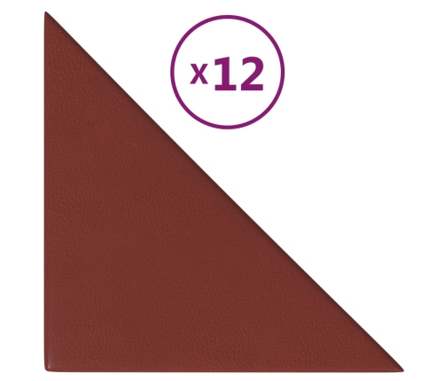 vidaXL Paneles de pared 12 uds cuero sintético rojo 30x30 cm 0,54 m²