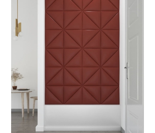 Paneles de pared 12 uds cuero sintético rojo 30x30 cm 0,54 m²