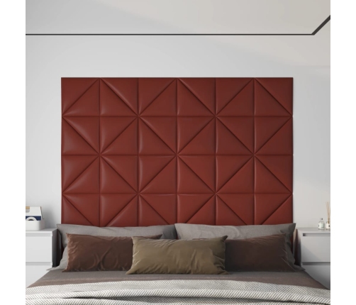 Paneles de pared 12 uds cuero sintético rojo 30x30 cm 0,54 m²