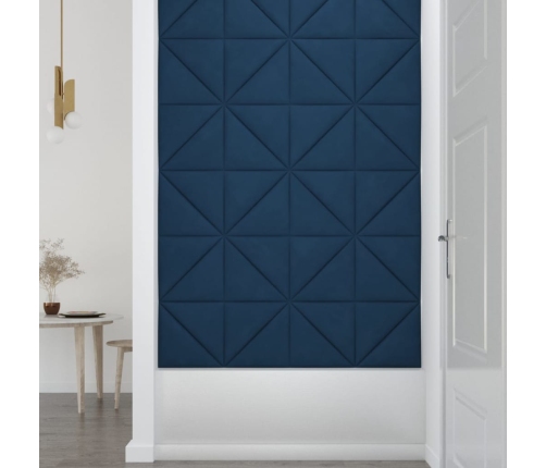 vidaXL Paneles de pared 12 uds terciopelo azul 30x30 cm 0,54 m²