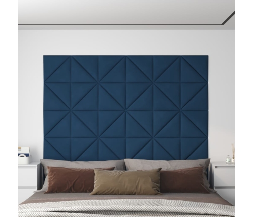 vidaXL Paneles de pared 12 uds terciopelo azul 30x30 cm 0,54 m²